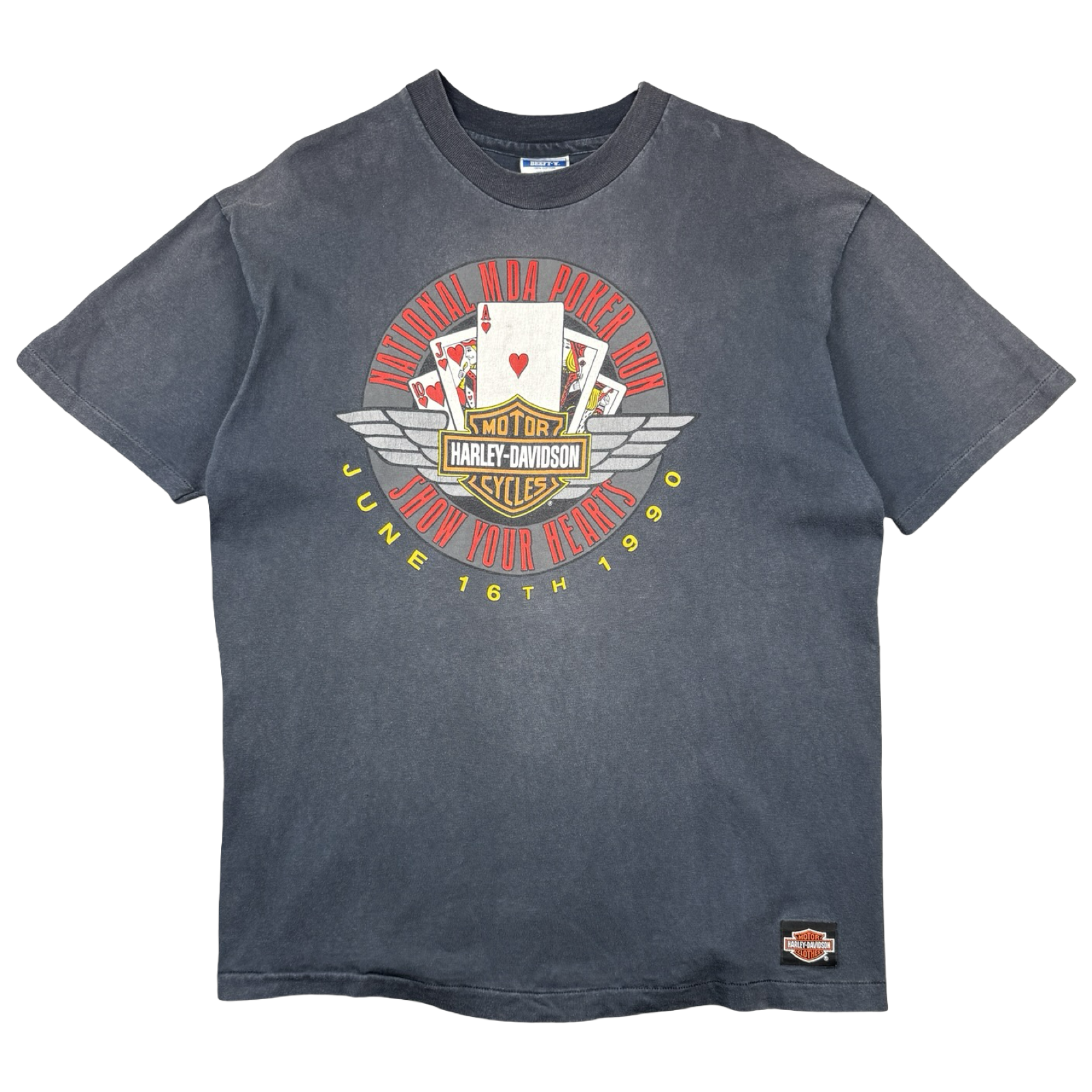 Vintage Harley Davidson National MDA Poker Run Tee Black