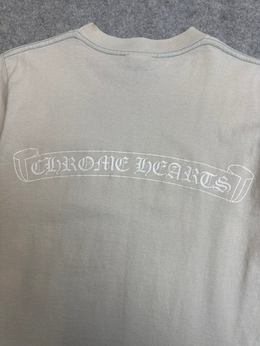 Vintage Chrome Hearts Back Scroll Pocket Tee Beige | Vitnage Clothing Store Canada