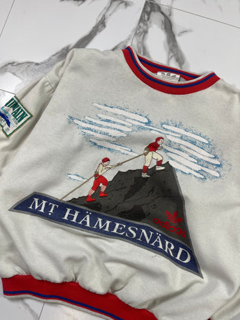 Vintage 1980s Adidas Mt. Hämnesnärd Patrol Sweatshirt White