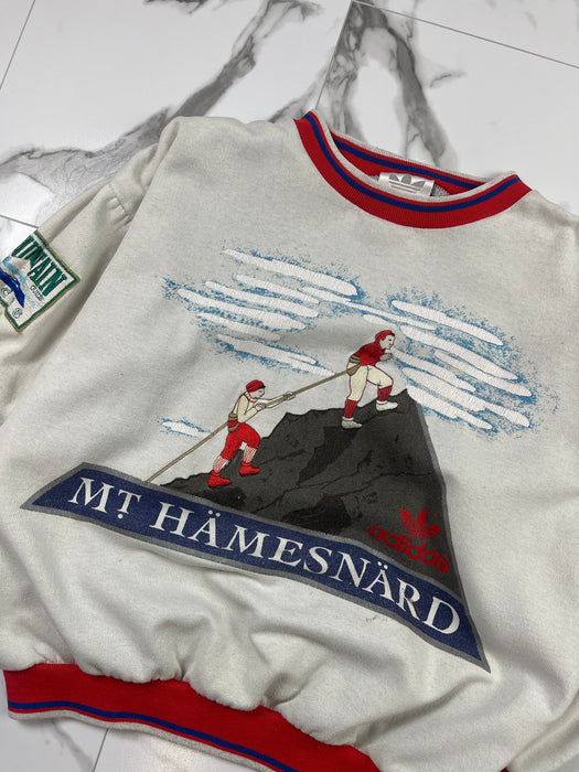 Vintage 1980s Adidas Mt. Hämnesnärd Patrol Sweatshirt White | Vitnage Clothing Store Canada