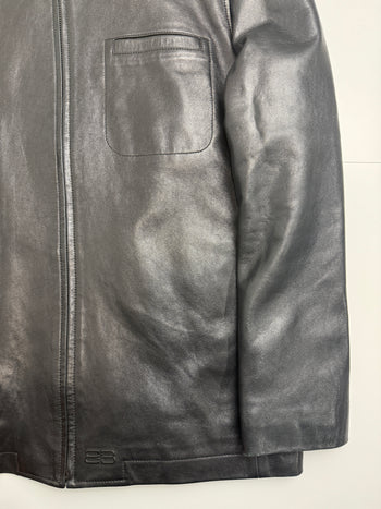 Vintage Balenciaga Chest Front Pocket Leather Jacket Black