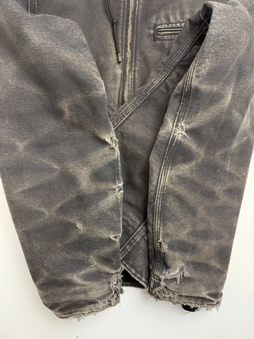 Women’s 2000s Carhartt Fleece Lined Hooded Worked Jacket Washed Black | Vitnage Clothing Store Canada