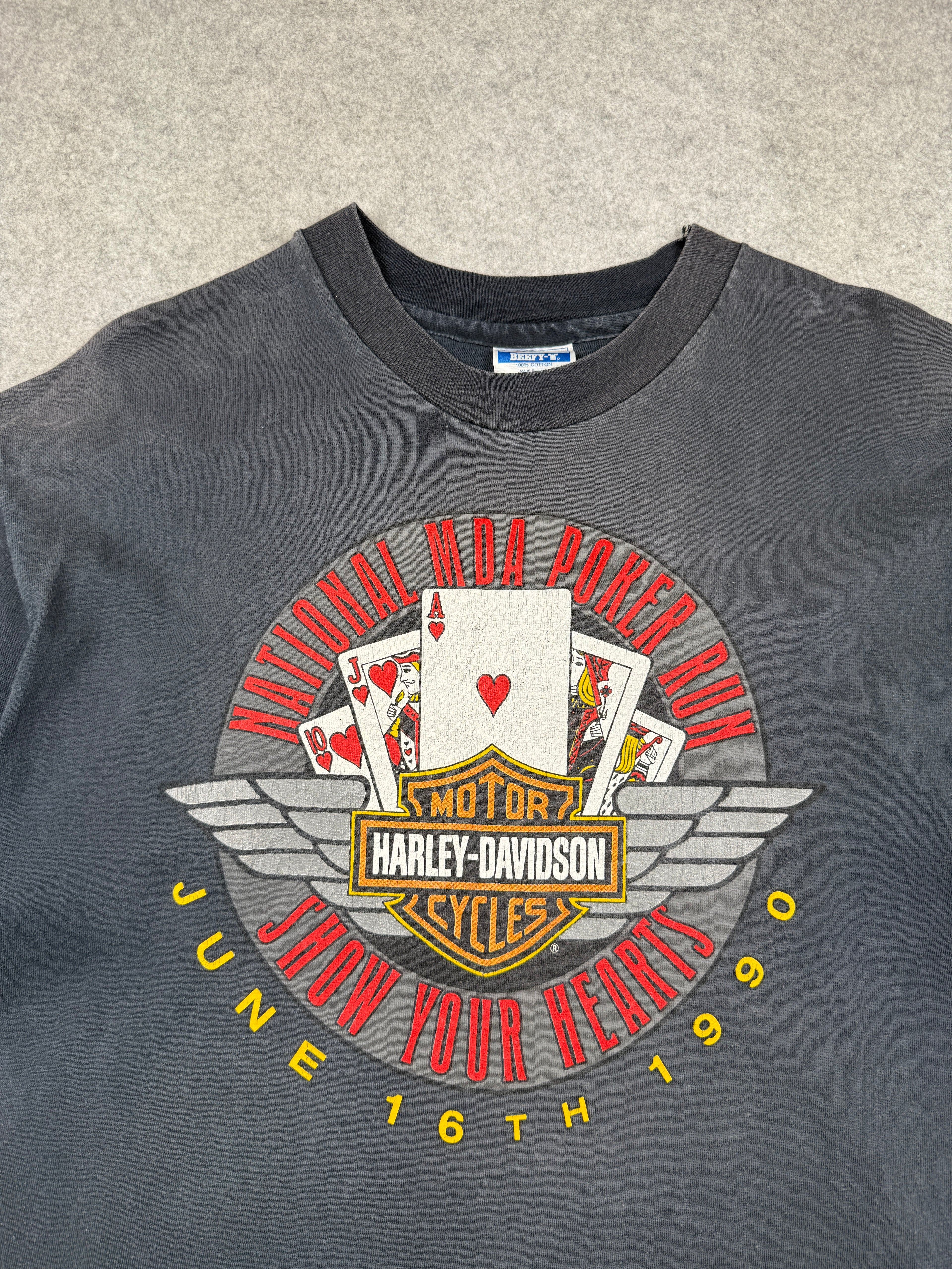 Vintage Harley Davidson National MDA Poker Run Tee Black