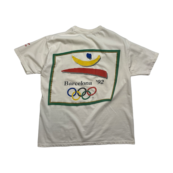 Vintage '92 Adidas Barcelona Tee White | Vitnage Clothing Store Canada