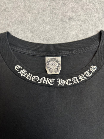 Vintage Chrome Hearts Malibu Floral Cross Pocket Tee Black