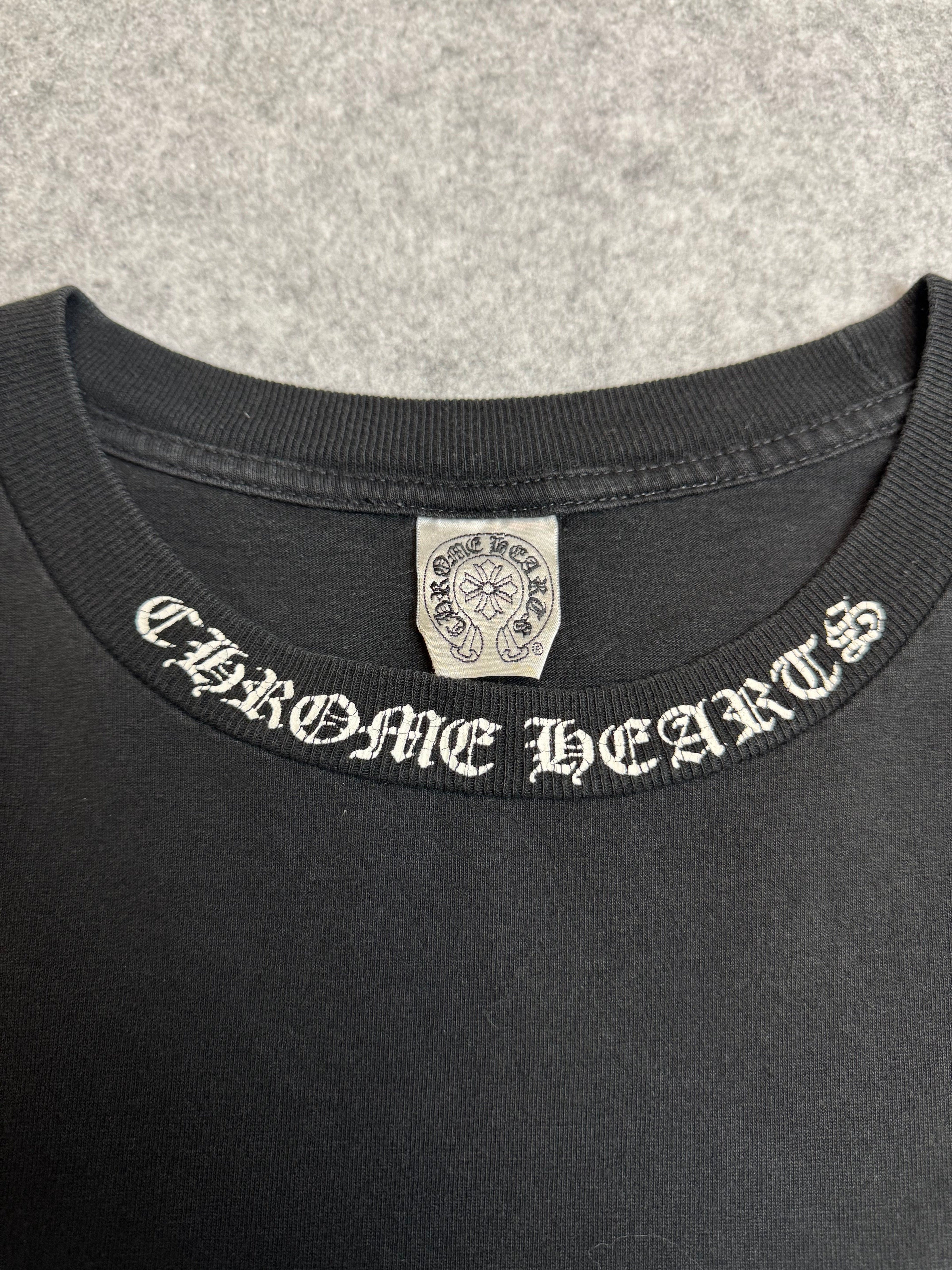 Vintage Chrome Hearts Malibu Floral Cross Pocket Tee Black