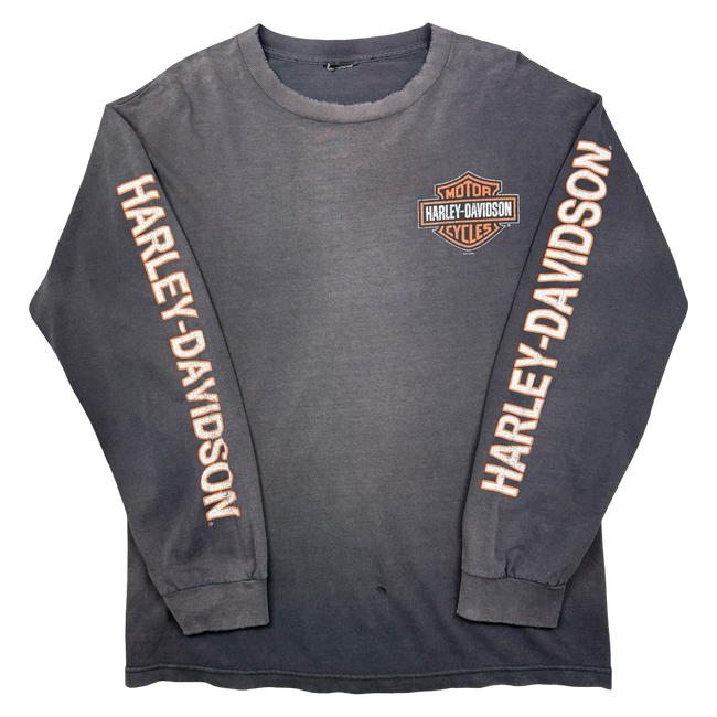 Vintage Harley Davidson Spell Out Sleeve L/S Tee Black