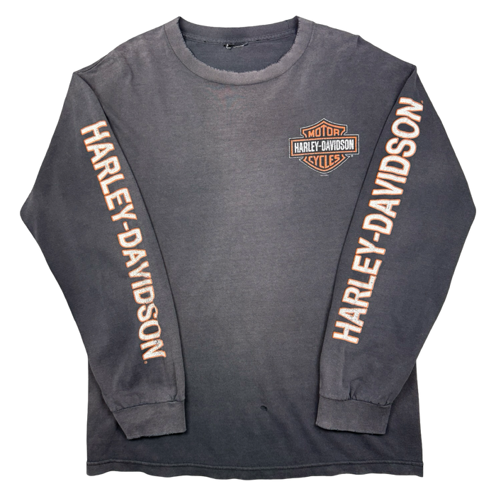 Vintage Harley Davidson Spell Out Sleeve L/S Tee Black | Vitnage Clothing Store Canada