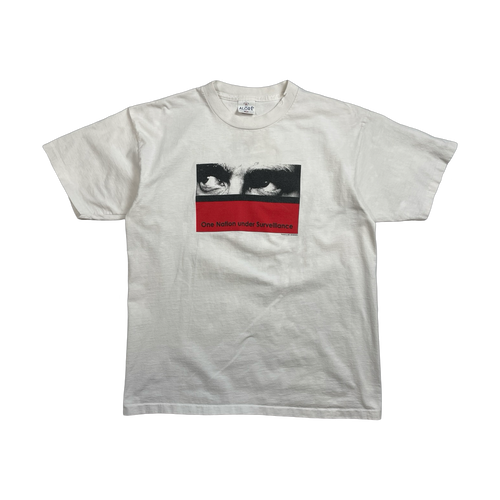 Vintage 90s Nation Under Surveillance Tee White | Vintage Clothing Store Canada