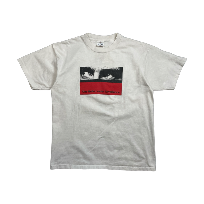 Vintage 90s Nation Under Surveillance Tee White | Vitnage Clothing Store Canada