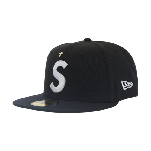 Supreme Gold Cross S Logo New Era Fitted Hat black | Vintage Clothing Store Canada