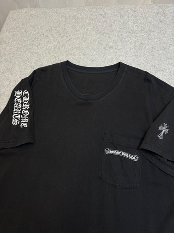 Chrome Hearts Sleeve Script Multi Cross Pocket Tee Black