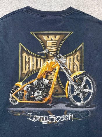 Vintage West Coast Choppers Bike Cross Sleeve L/S Tee Navy