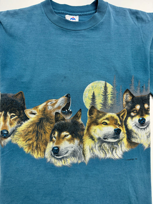 (S) Vintage Nature Wolf Tee Marine | Vitnage Clothing Store Canada