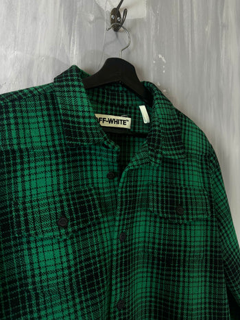 Off-White Diagonal Plaid Flannel Green (USED)