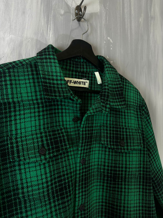 Off-White Diagonal Plaid Flannel Green (USED) | Vitnage Clothing Store Canada