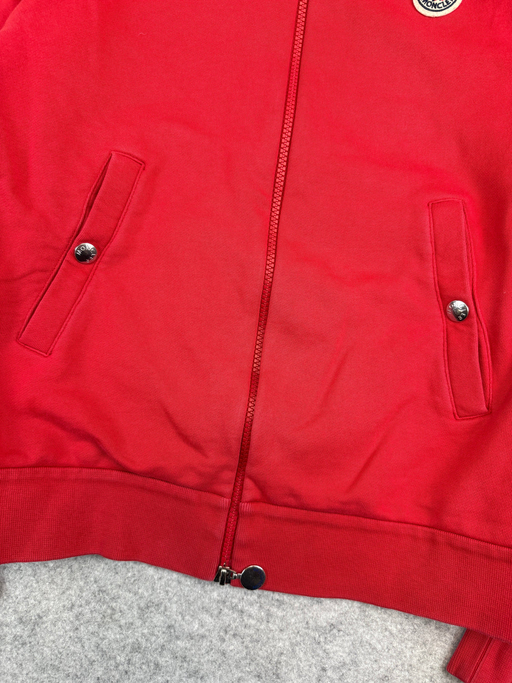 Moncler Striped Zip Up Track Jacket Red