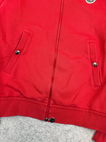Moncler Striped Zip Up Track Jacket Red