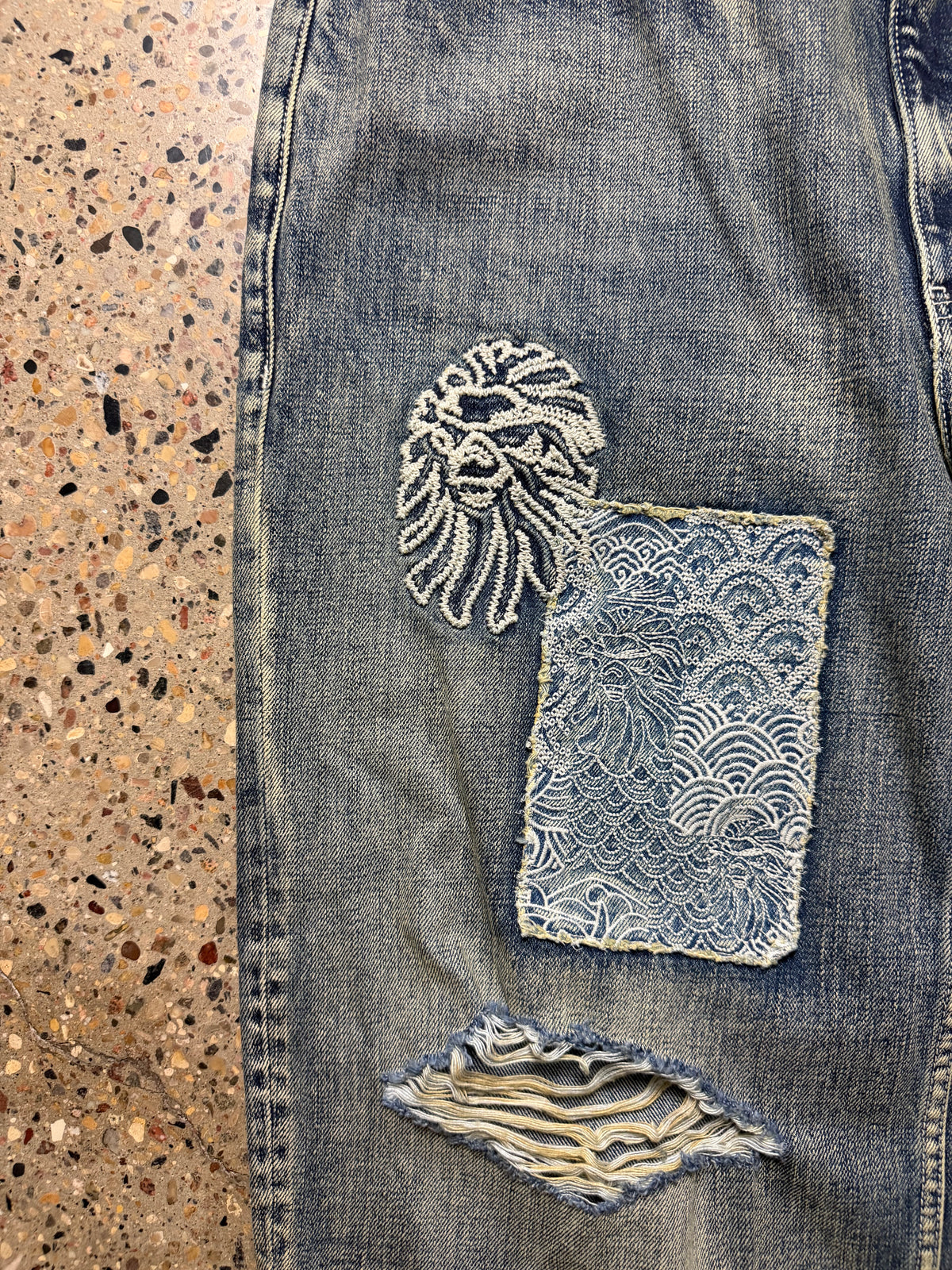 Bape Black Denim Patchwork Baggy Jeans (USED)