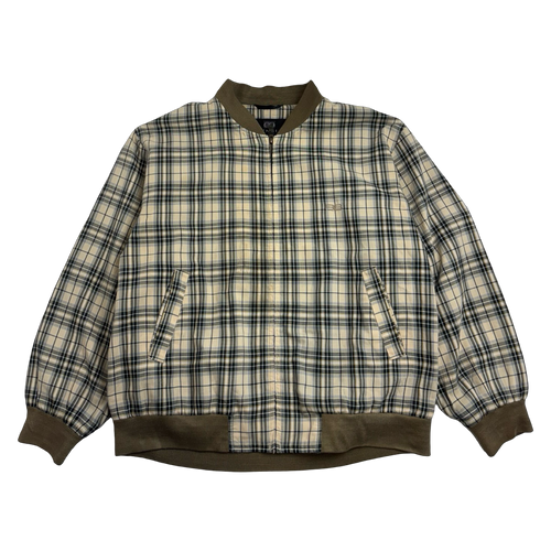 Vintage Balenciaga Paris Plaid Harrington Jacket Beige | Vintage Clothing Store Canada