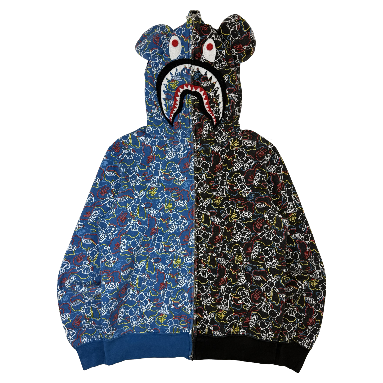 BAPE x Medicom Toy Bearbrick Shark Full Zip Up Sweater (USED)