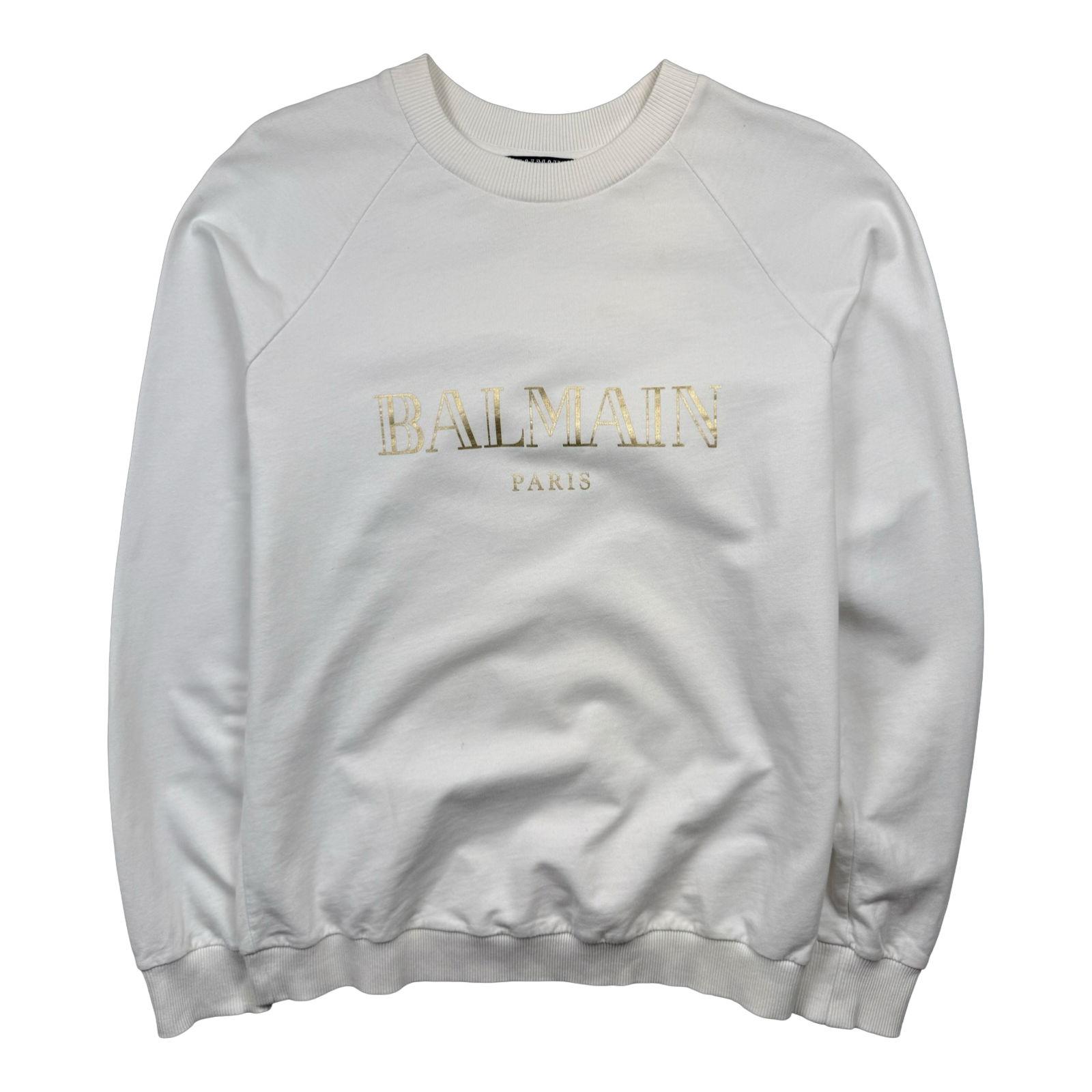 Balmain Gold Logo Sweatshirt White