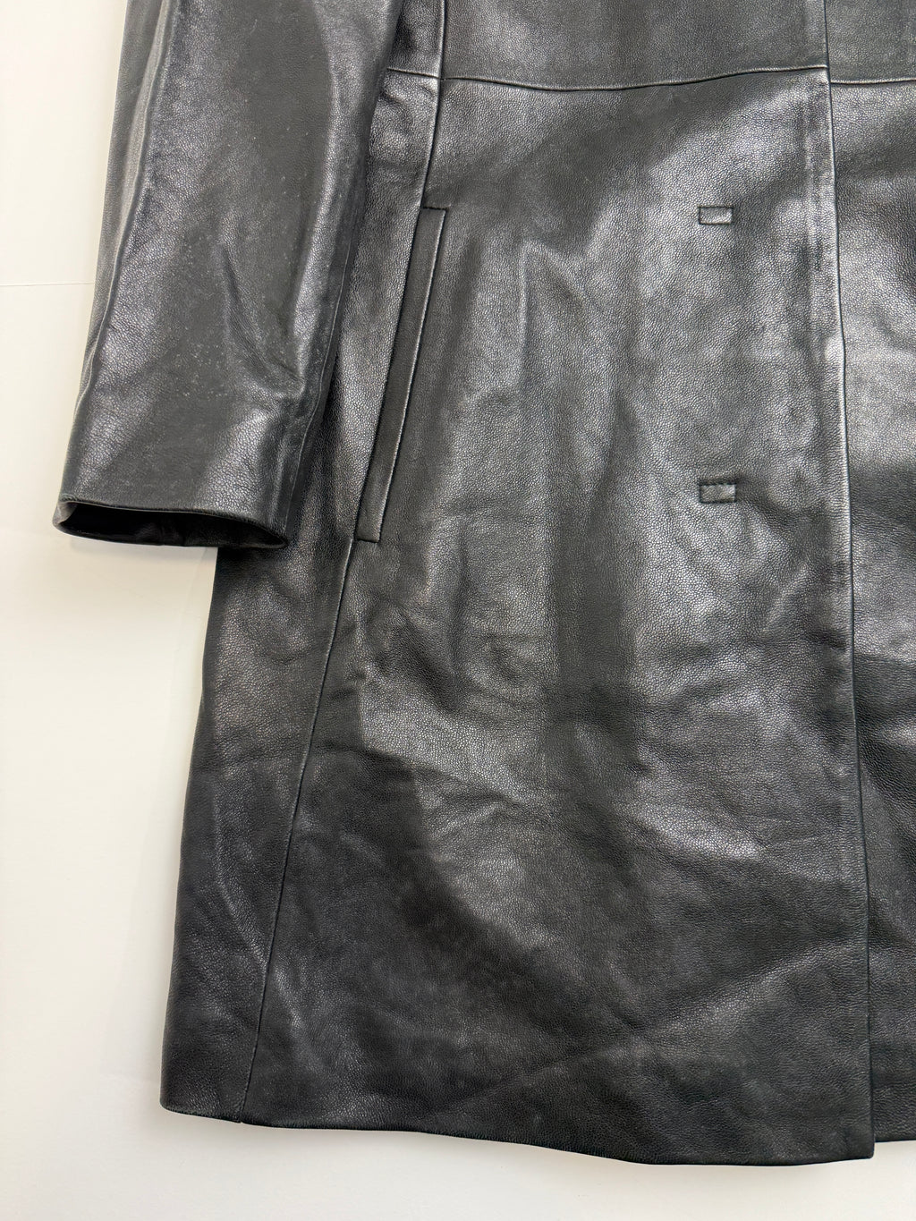 Vintage Balenciaga Paris Leather Trench Coat Black