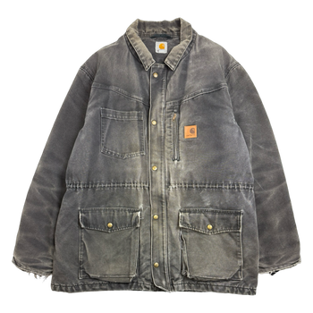 Vintage 2000s Carhartt Chore Work Coat Washed Black