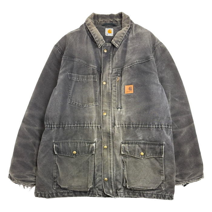 Vintage 2000s Carhartt Chore Work Coat Washed Black | Vitnage Clothing Store Canada