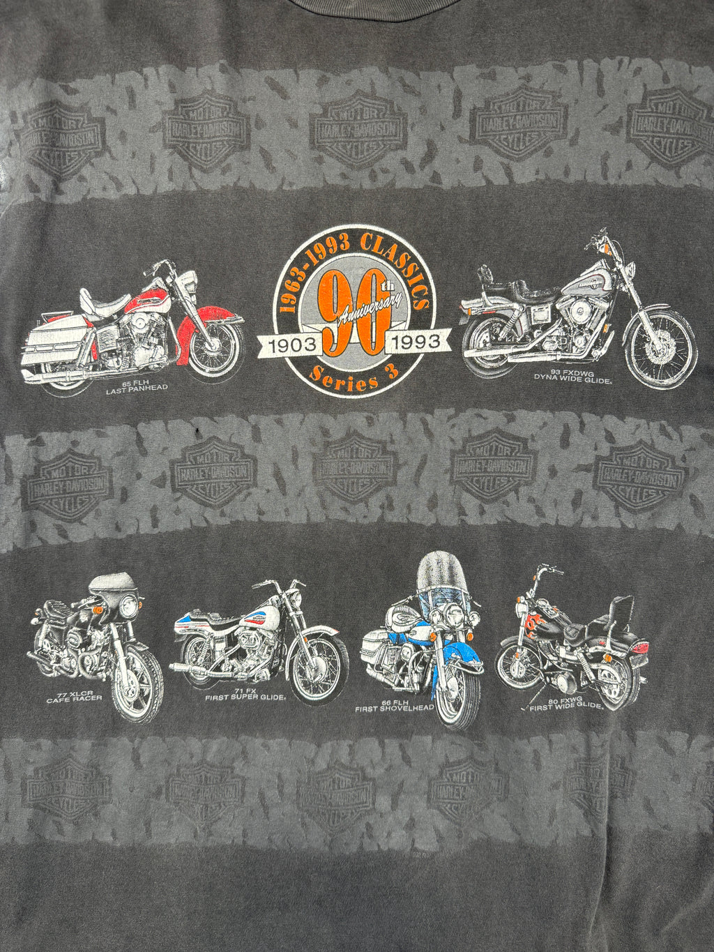 Vintage Harley Davidson 90th Anniversary Bikes Tee Black