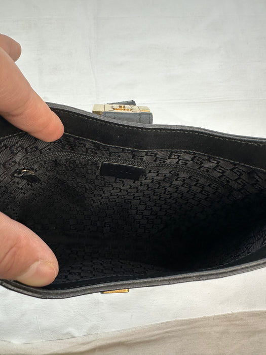 Vintage Gucci G Buckle Shoulder Bag Black | Vitnage Clothing Store Canada