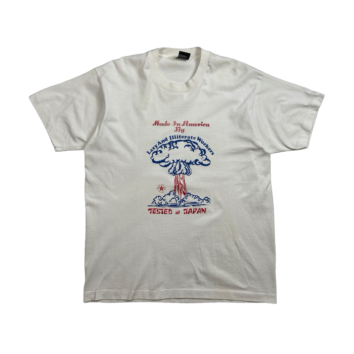 Vintage 90s Tested in Japan Parody Tee White | Vitnage Clothing Store Canada