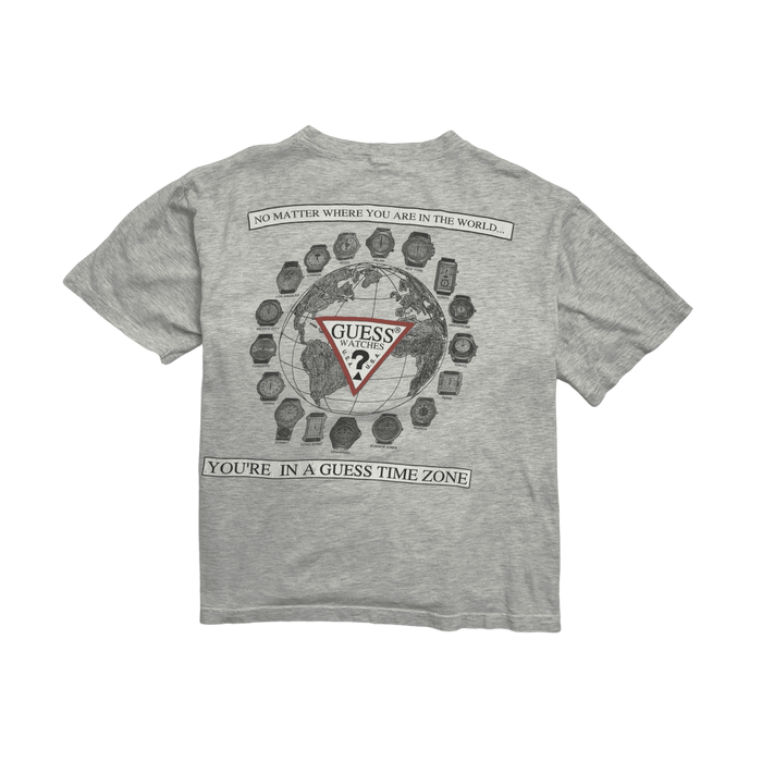 (L) Vintage 2000s Guess Time Zone Tee Light Grey | Vitnage Clothing Store Canada