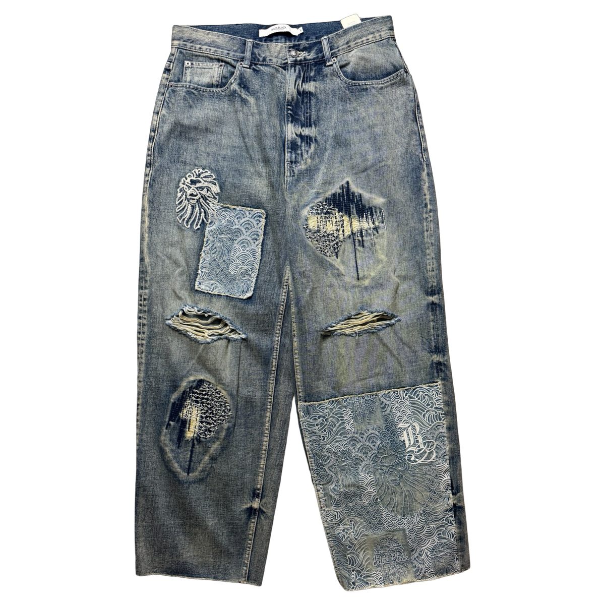 Bape Black Denim Patchwork Baggy Jeans (USED)