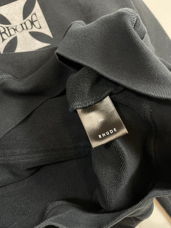 Rhude Classic Checker Cross Hoodie Black (USED)