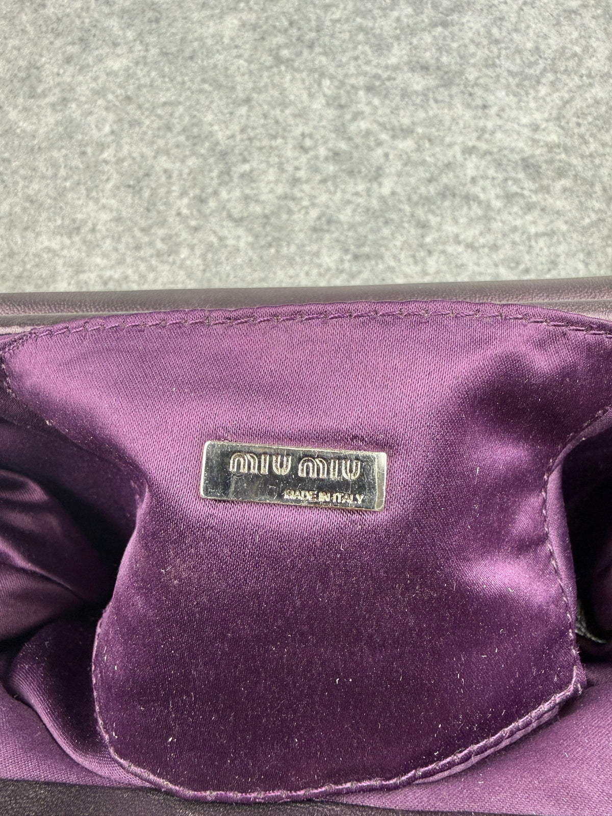 Miu Miu Vitello Lux Matelasse Flap Pochette Purple