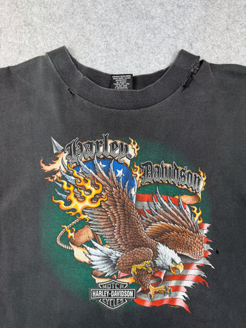 Vintage Harley Davidson Eagle Korea Seoul Tee Black