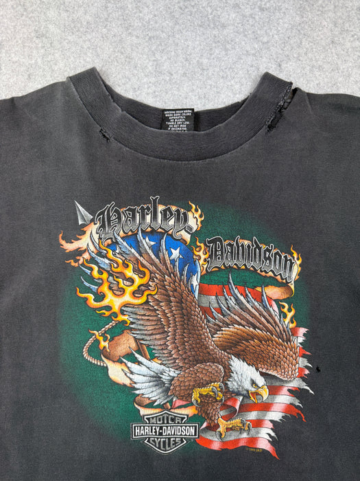 Vintage Harley Davidson Eagle Korea Seoul Tee Black | Vitnage Clothing Store Canada