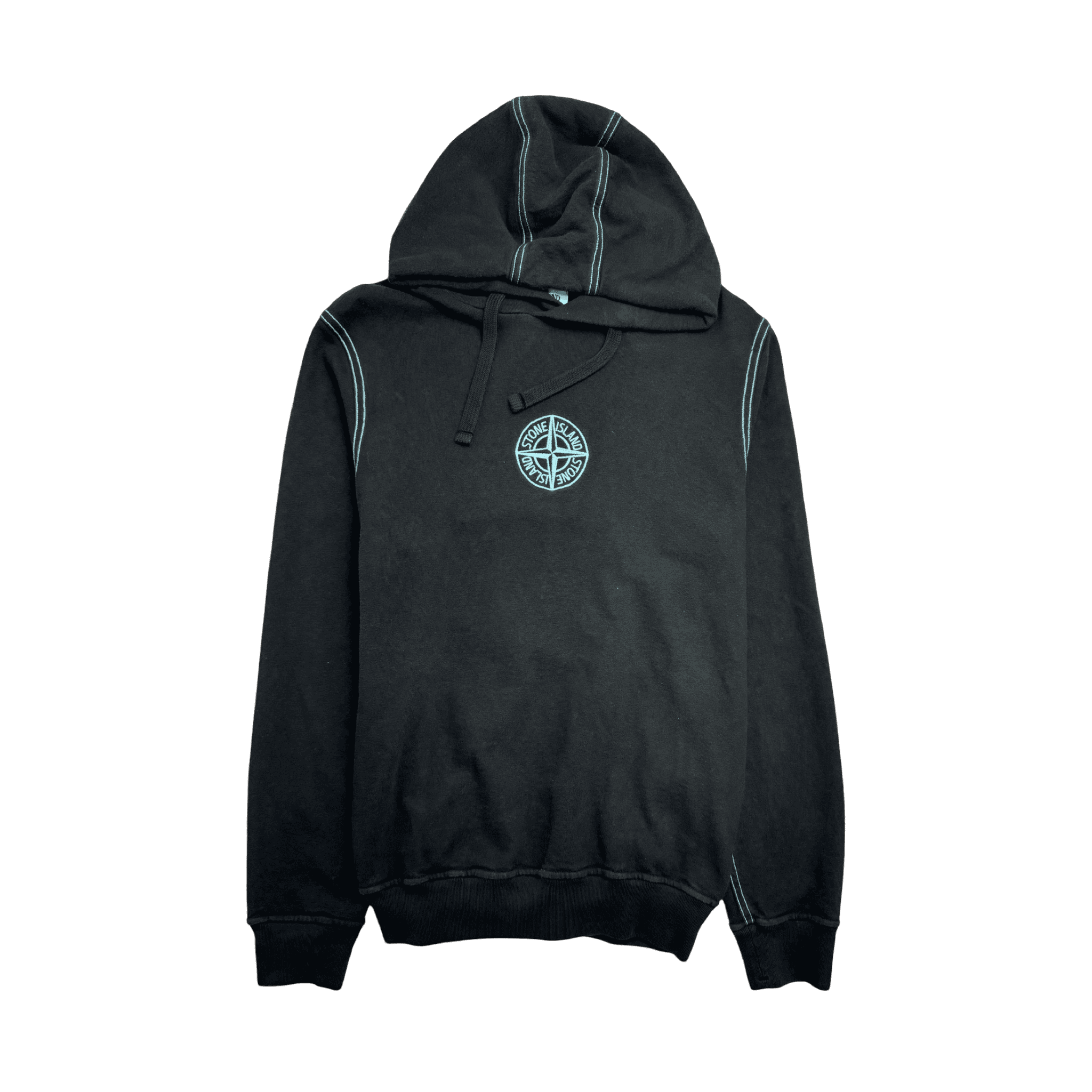 Stone Island Embroidered GD Logo Hoodie Black/Blue (USED)
