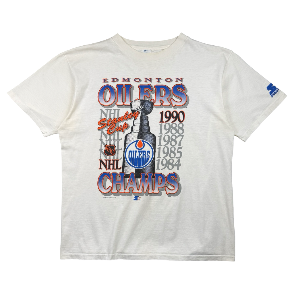 Vintage Edmonton Oilers 1990 Stanley Cup Champions Tee White