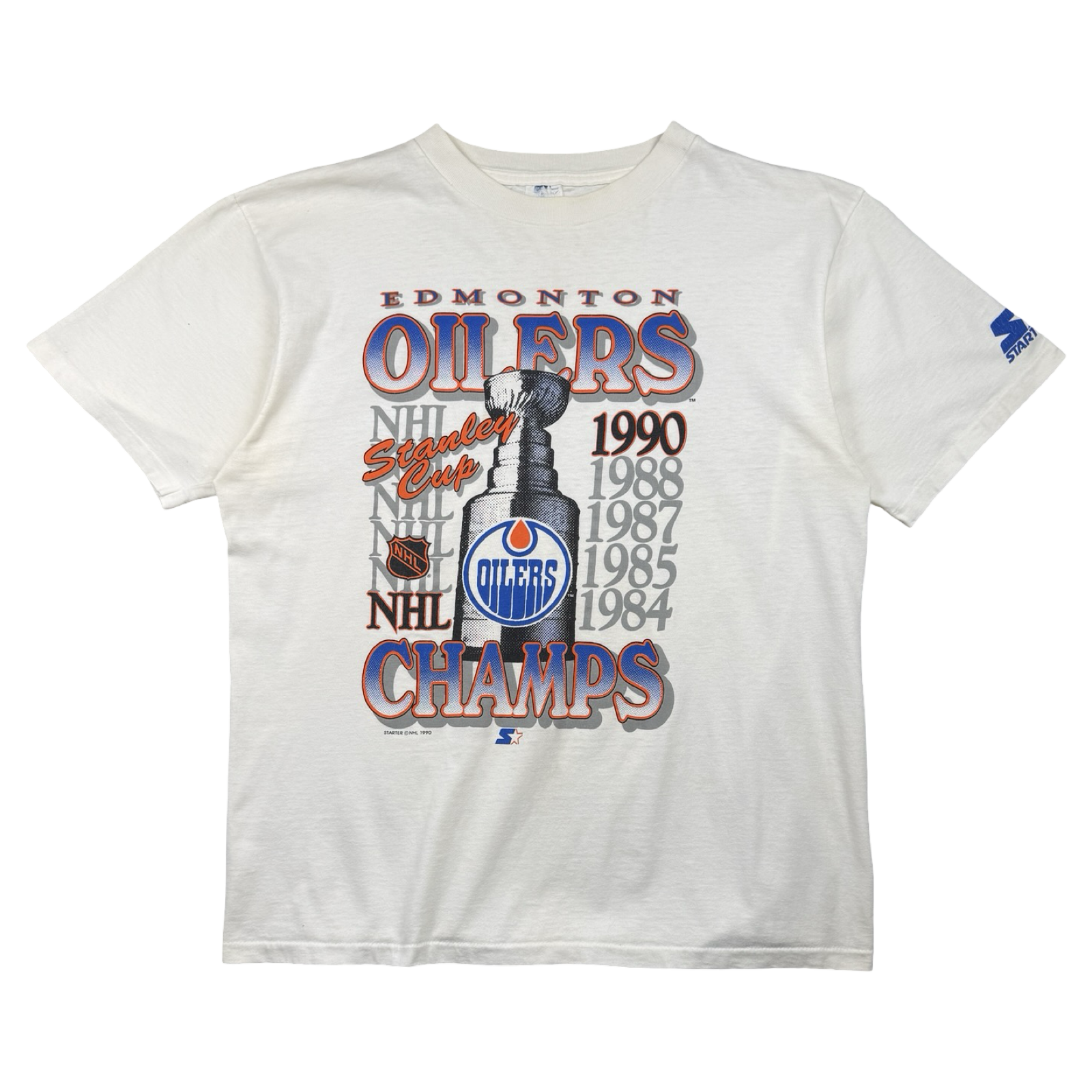 Vintage Edmonton Oilers 1990 Stanley Cup Champions Tee White