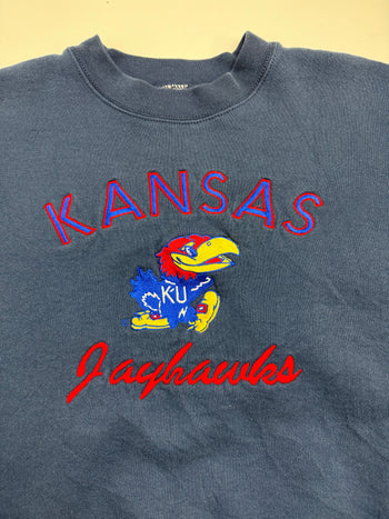 (L) Vintage University Of Kansas Sweatshirt Navy