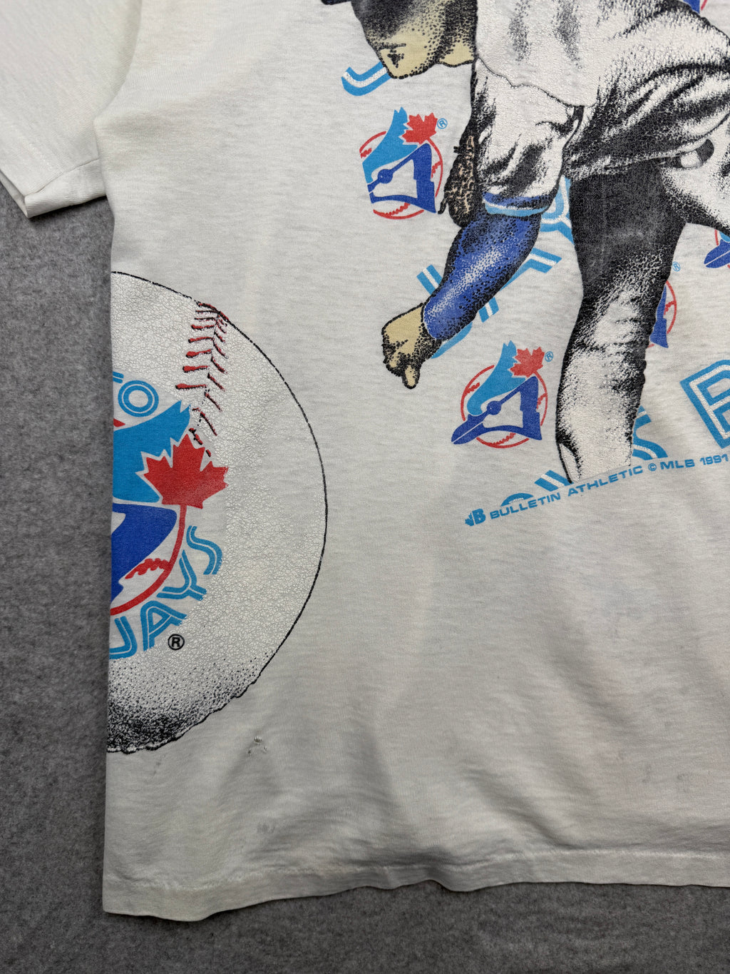 Vintage '91 Bulletin Athletics Toronto Blue Jays AOP Tee White