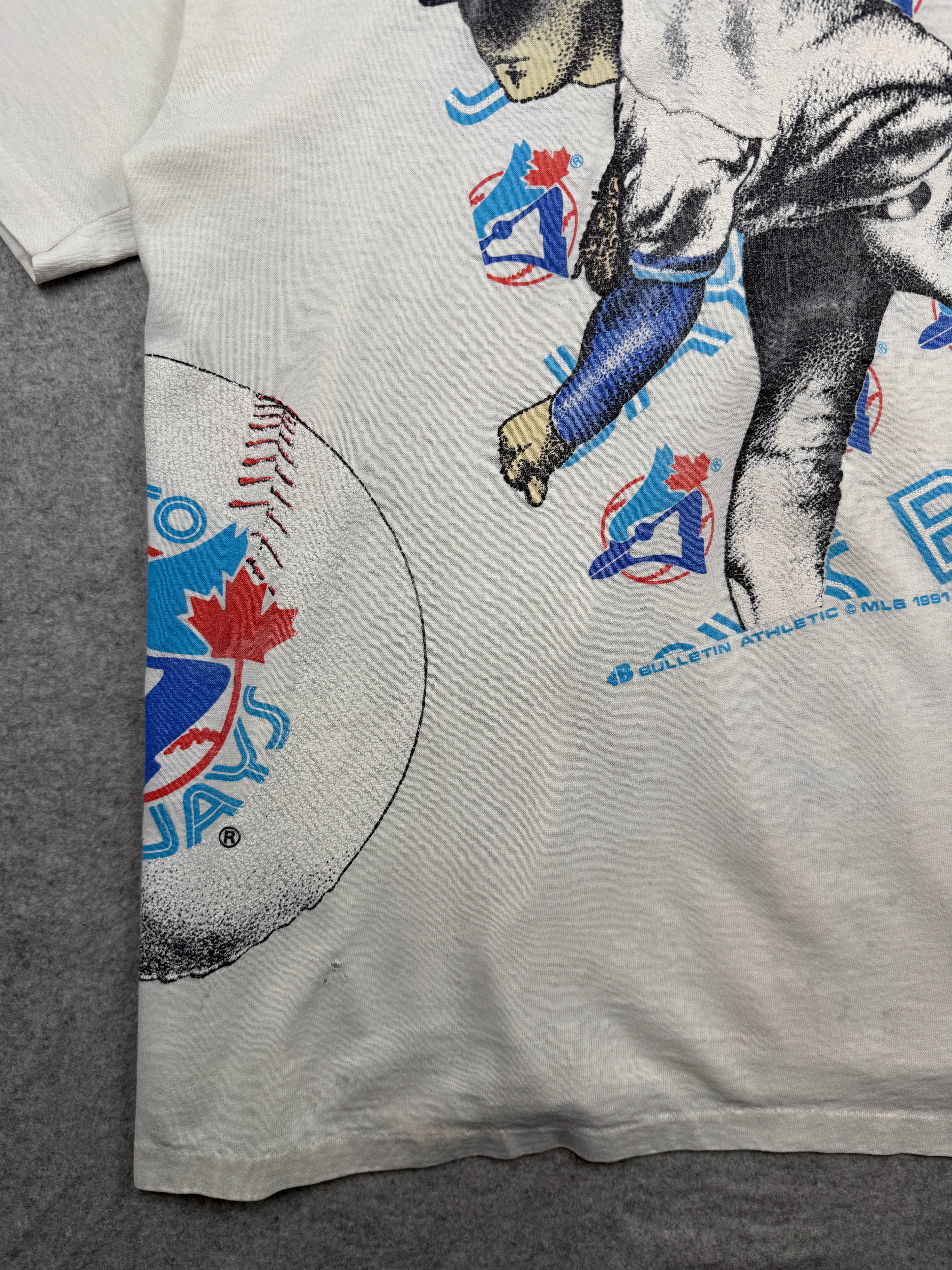 Vintage '91 Bulletin Athletics Toronto Blue Jays AOP Tee White