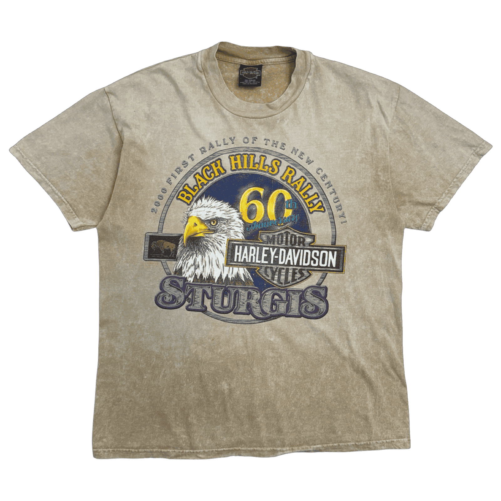 Vintage 2000 Harley Davidson Sturgis Rally Tee Light Brown