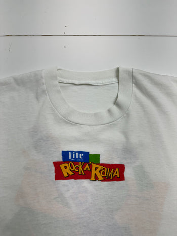 (L) Vintage 90s Lite Beer Rock A Rama Tee White