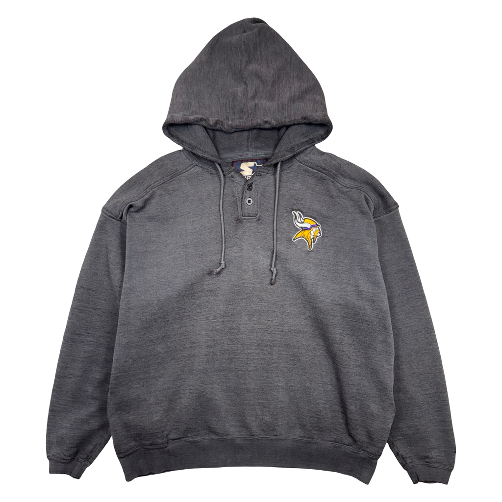 Vintage Minnesota Vikings Hoodie Faded Black
