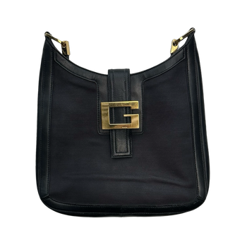 Vintage Gucci G Buckle Shoulder Bag Black