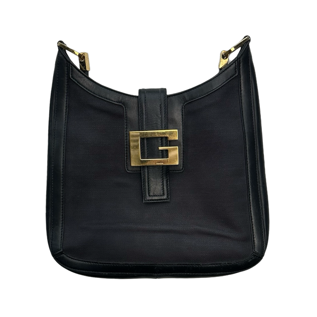 Vintage Gucci G Buckle Shoulder Bag Black