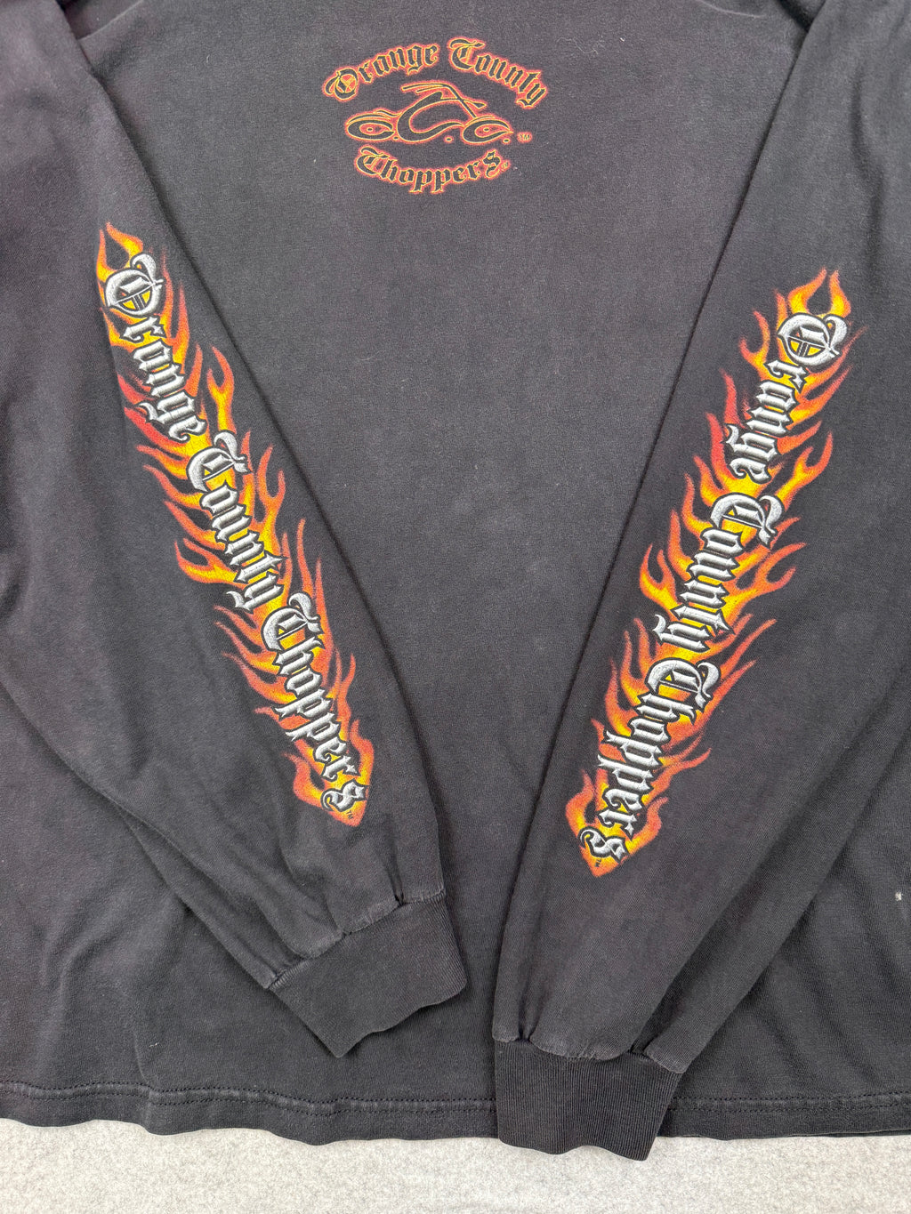 Vintage Orange County Choppers Script Flame Sleeve L/S Tee Black